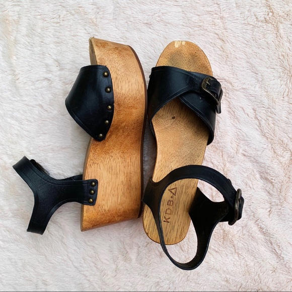 Kelsi Dagger Shoes - KDB Kelsi Dagger Black Wood Platform Sandals
